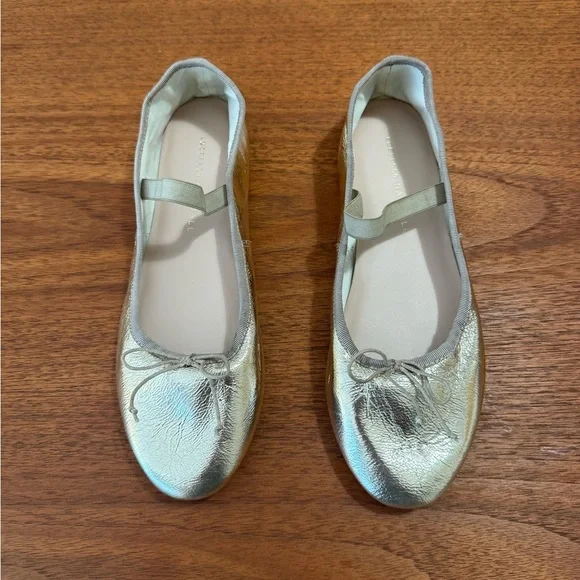 Loeffler Randall Metallic Gold Leather Mary Jane Flats - Picture 2 of 7